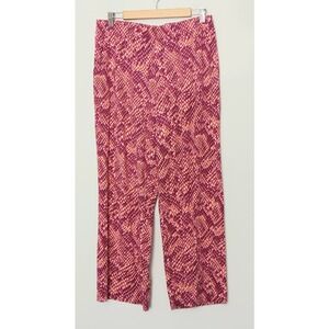 Denim & Co. Pants Women's Size MP Petite Beach Pull-On Wide-Leg Pink Orange